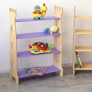 Kinderregal aus Holz für Spielzeug und Bücher in Burgform mit 4 Fächern Kinderregal für Spielzeug in Form eines Märchenschlosses
