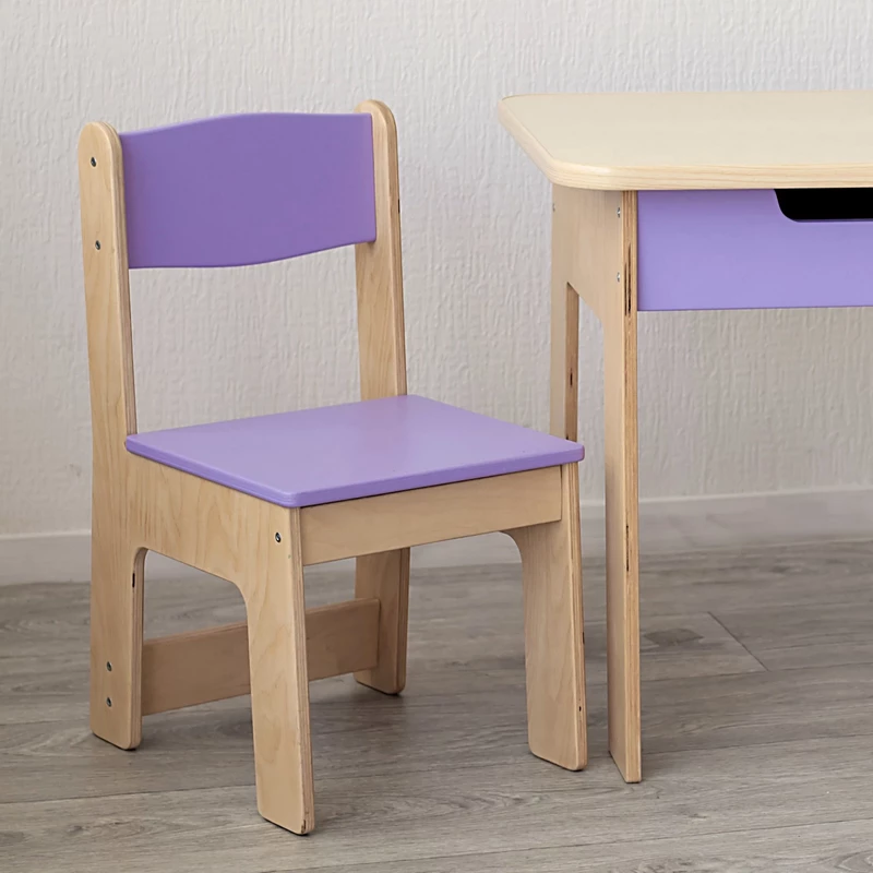 Violetter Kinderstuhl aus Holz für Kinder von 2–5 Jahren