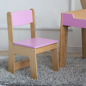Rosa Kinderstuhl aus Holz für Kinder von 2–5 Jahren