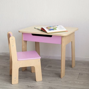 Kindertisch und Kinderstuhl in Rosa für Mädchen