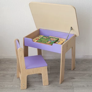 Kindertisch und Stuhl für Kinder im Alter von 1–5 Jahren mit Stauraum für Malbücher und Stifte