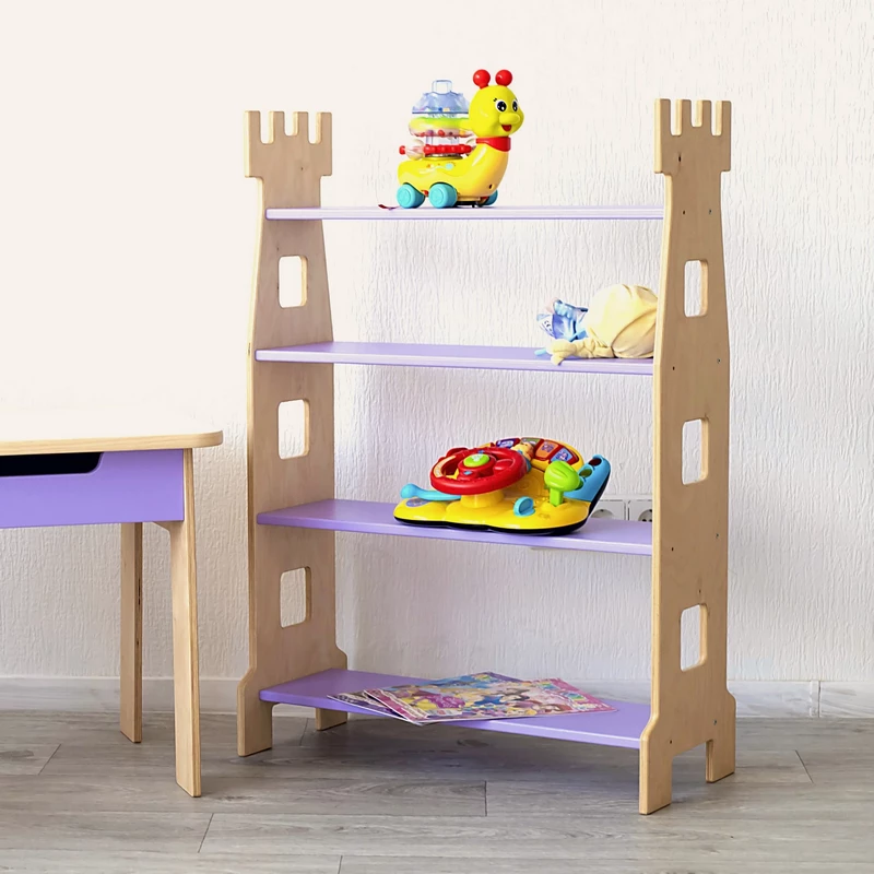Kinderregal aus Holz, Regal für Spielzeug Fortress Kinderregal, Bücher- und Spielzeugregal, Kinderzimmerregal, Bücherregal, Spielzeugregal, Kindermöbel, Kinderzimmermöbel