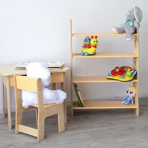 Kindertisch, Stuhl und Regal für Bücher und Spielzeug im Kinderzimmer, Kindertisch, Tisch im Kinderzimmer, Kindermöbel, Tisch und Stuhl für das Kind, Tisch für Kreativität, Tisch zum Zeichnen, Tisch für Spiele, Kinderregal