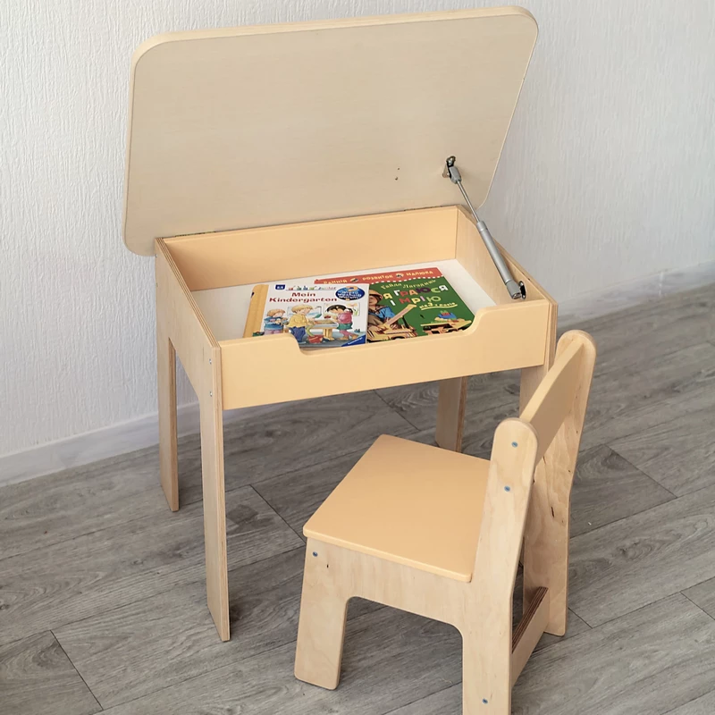 Kindertisch, Stuhl und Regal für Bücher und Spielzeug im Kinderzimmer, Kindertisch, Tisch im Kinderzimmer, Kindermöbel, Tisch und Stuhl für das Kind, Tisch für Kreativität, Tisch zum Zeichnen, Tisch für Spiele, Kinderregal